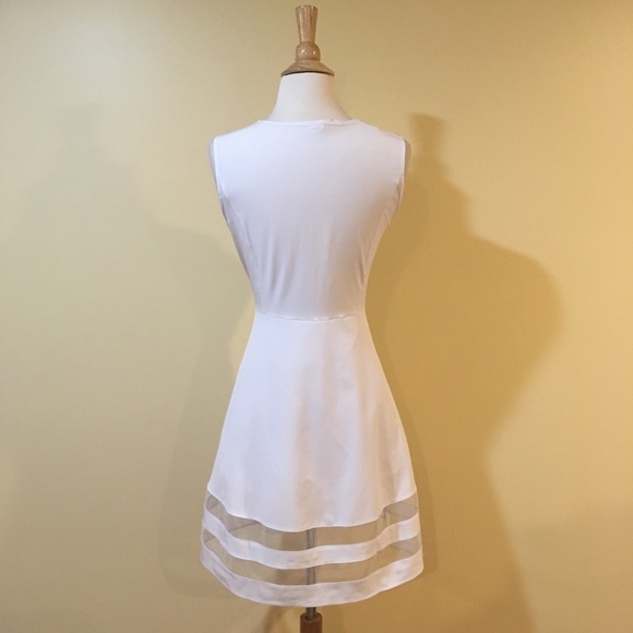 Sheer Mesh Stripes Fit and Flare Skater Dress White - Picture 7 of 11